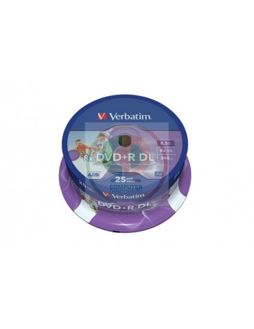 VERBATIM DVD+R DL 8.5GB PRINT SPIND 25PZ